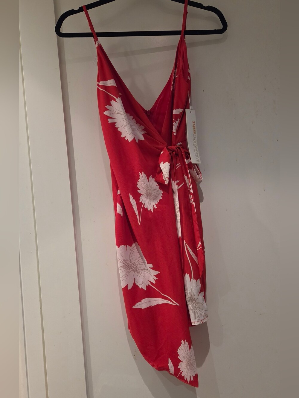 Red Wrap Tie Dress